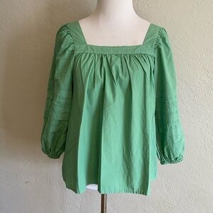 Madewell Square-Neck Pleat-Sleeve Top